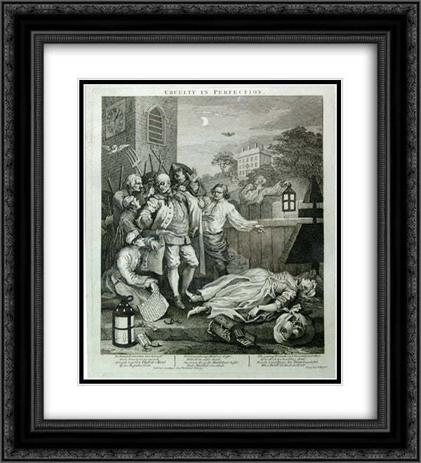 Cruelty in perfection 20x22 Black Ornate Wood Framed Art Print Poster with Double Matting by Hogarth, William