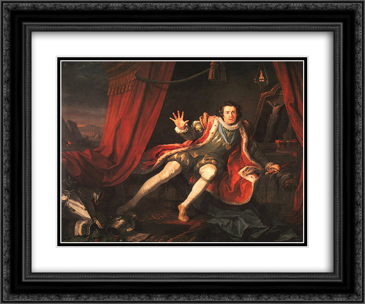 David Garrick as Richard III 24x20 Black Ornate Wood Framed Art Print Poster with Double Matting by Hogarth, William
