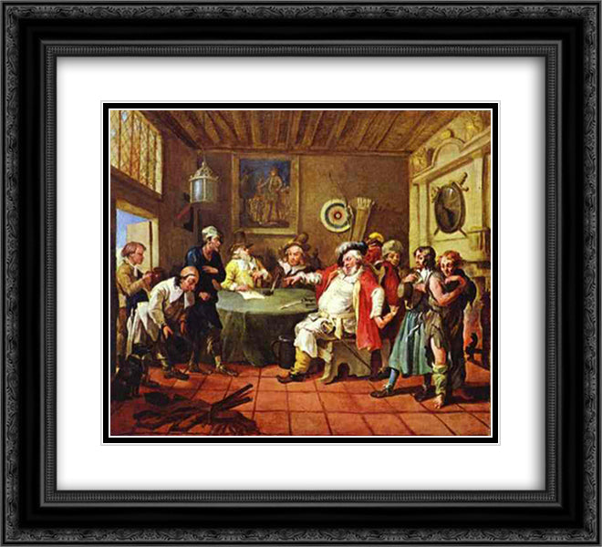 Falstaff Examining His Recruits 22x20 Black Ornate Wood Framed Art Print Poster with Double Matting by Hogarth, William