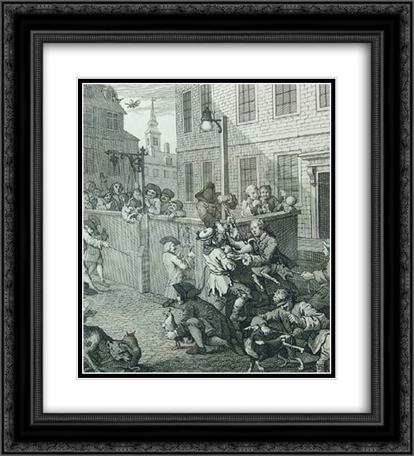 First stage of cruelty 20x22 Black Ornate Wood Framed Art Print Poster with Double Matting by Hogarth, William