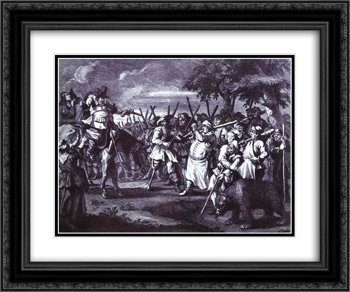 Hudibras' First Adventure, from 'Hudibras' by Samuel Butler 24x20 Black Ornate Wood Framed Art Print Poster with Double Matting by Hogarth, William