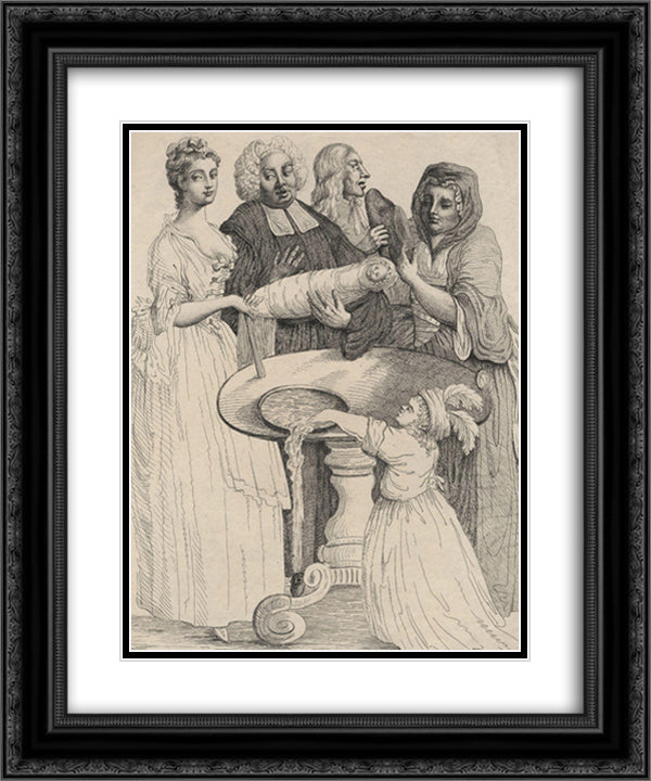 John Henley with five unknown figures 20x24 Black Ornate Wood Framed Art Print Poster with Double Matting by Hogarth, William