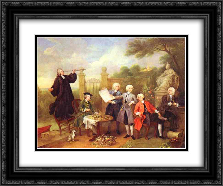 Lord Hervey and His Friends 24x20 Black Ornate Wood Framed Art Print Poster with Double Matting by Hogarth, William