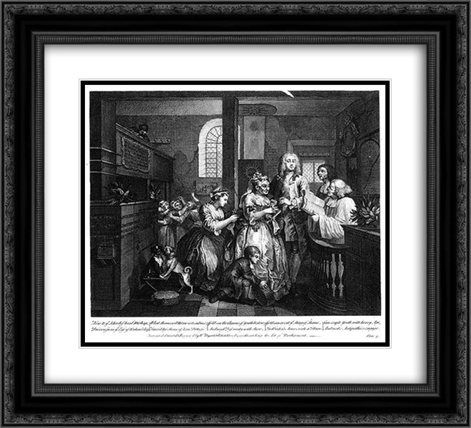 Married to an Old Maid 22x20 Black Ornate Wood Framed Art Print Poster with Double Matting by Hogarth, William