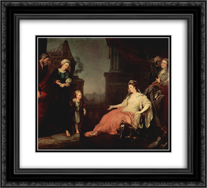 Moses Brought Before Pharaoh's Daughter 22x20 Black Ornate Wood Framed Art Print Poster with Double Matting by Hogarth, William