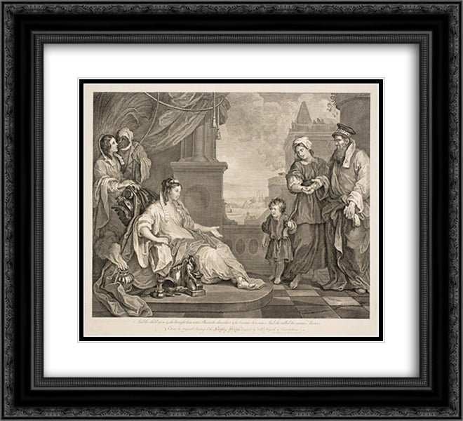 Moses Brought to the Pharaoh's Daughter 22x20 Black Ornate Wood Framed Art Print Poster with Double Matting by Hogarth, William