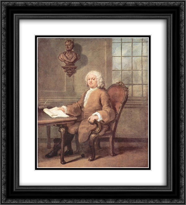 Portrait of Dr. Benjamin Hoadly 20x22 Black Ornate Wood Framed Art Print Poster with Double Matting by Hogarth, William