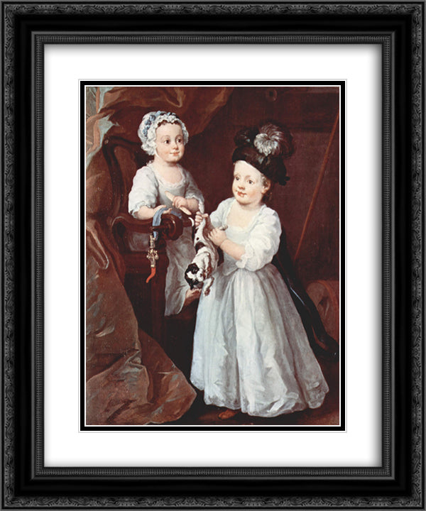 Portrait of Lady Mary Grey and Lord George Grey 20x24 Black Ornate Wood Framed Art Print Poster with Double Matting by Hogarth, William