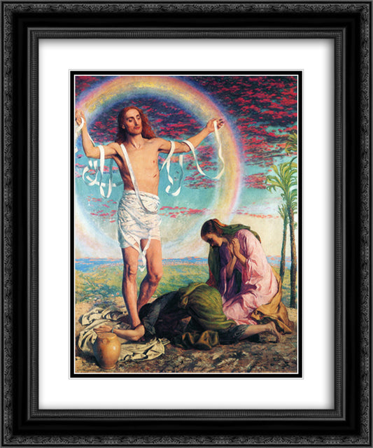 Christ and the two Marys 20x24 Black Ornate Wood Framed Art Print Poster with Double Matting by Hunt, William Holman