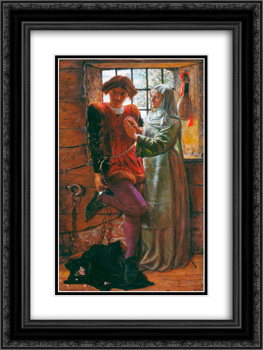 Claudio and Isabella 18x24 Black Ornate Wood Framed Art Print Poster with Double Matting by Hunt, William Holman