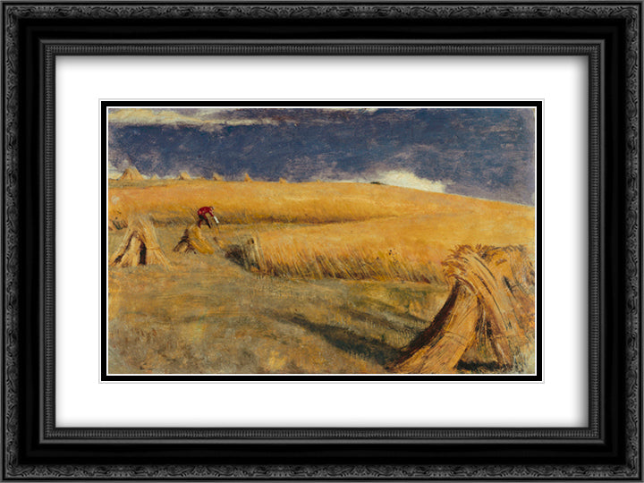 Cornfield at Ewell 24x18 Black Ornate Wood Framed Art Print Poster with Double Matting by Hunt, William Holman