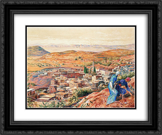 Distant View of Nazareth 24x20 Black Ornate Wood Framed Art Print Poster with Double Matting by Hunt, William Holman