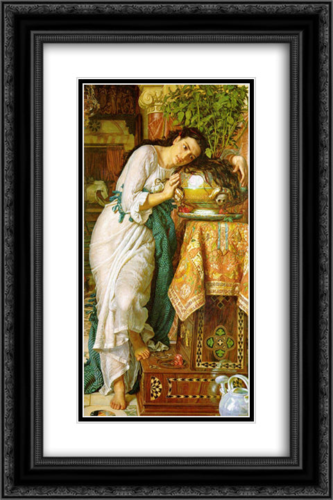 Isabella and the Pot of Basil 16x24 Black Ornate Wood Framed Art Print Poster with Double Matting by Hunt, William Holman