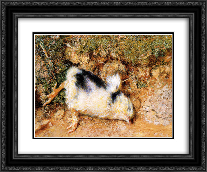 John Ruskin's dead chick 24x20 Black Ornate Wood Framed Art Print Poster with Double Matting by Hunt, William Holman