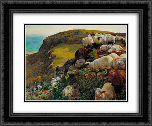 Our English Coasts 24x20 Black Ornate Wood Framed Art Print Poster with Double Matting by Hunt, William Holman