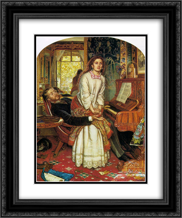 The Awakening Conscience 20x24 Black Ornate Wood Framed Art Print Poster with Double Matting by Hunt, William Holman