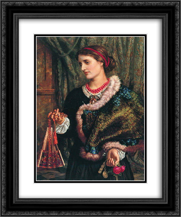 The Birthday (A Portrait Of The Artist's Wife, Edith) 20x24 Black Ornate Wood Framed Art Print Poster with Double Matting by Hunt, William Holman