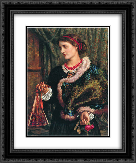 The Birthday (A Portrait Of The Artist's Wife, Edith) 20x24 Black Ornate Wood Framed Art Print Poster with Double Matting by Hunt, William Holman