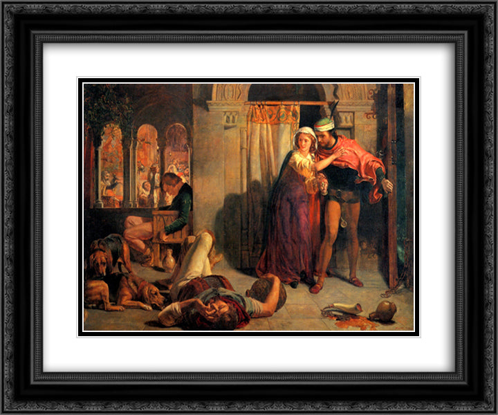 The Eve of St. Agnes 24x20 Black Ornate Wood Framed Art Print Poster with Double Matting by Hunt, William Holman