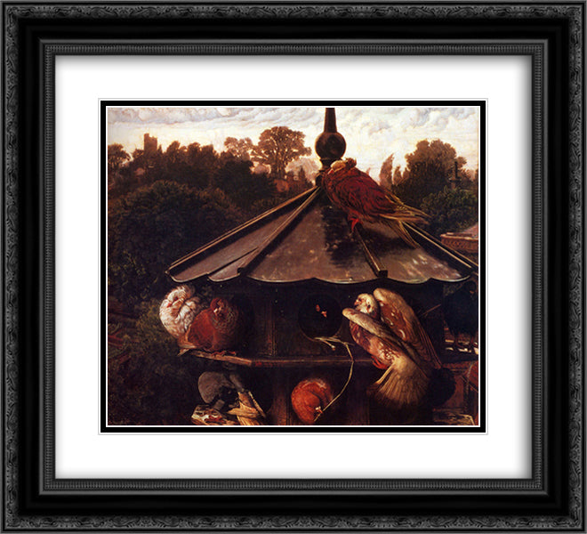 The Festival of St. Swithin or The Dovecote 22x20 Black Ornate Wood Framed Art Print Poster with Double Matting by Hunt, William Holman