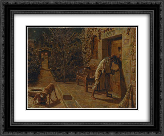 The Importunate Neighbour 24x20 Black Ornate Wood Framed Art Print Poster with Double Matting by Hunt, William Holman