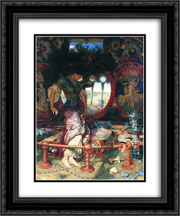 The Lady of Shalott 20x24 Black Ornate Wood Framed Art Print Poster with Double Matting by Hunt, William Holman