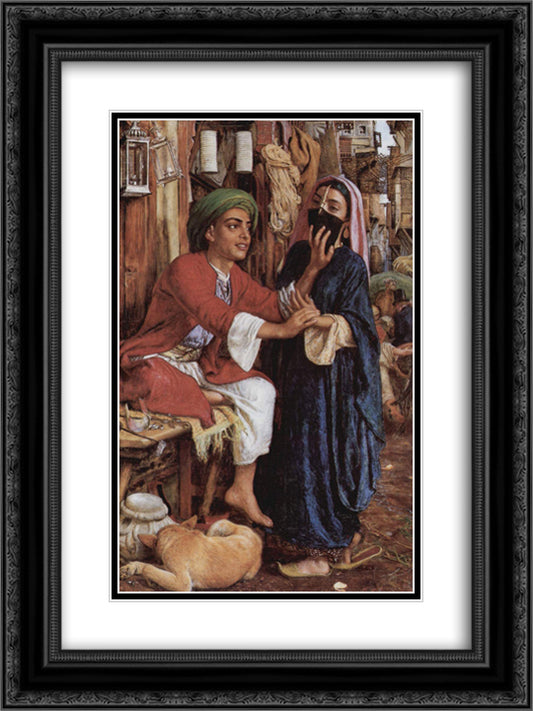 The Lantern Maker's Courtship 18x24 Black Ornate Wood Framed Art Print Poster with Double Matting by Hunt, William Holman