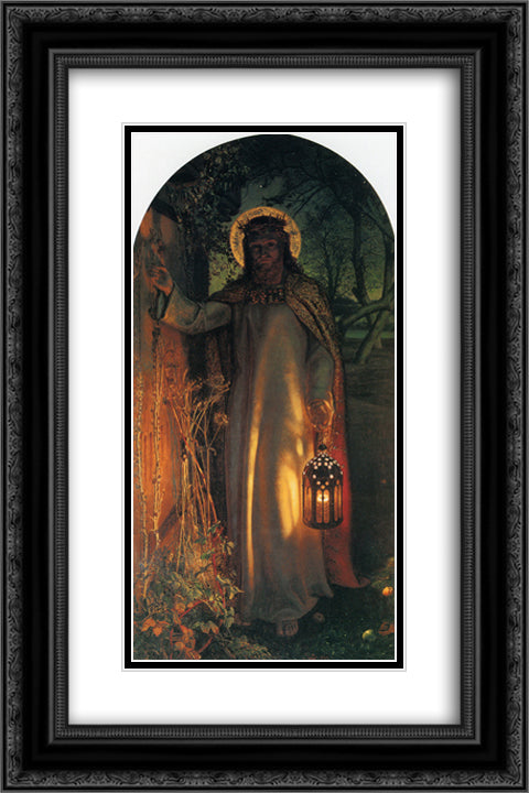 The Light of the World 16x24 Black Ornate Wood Framed Art Print Poster with Double Matting by Hunt, William Holman