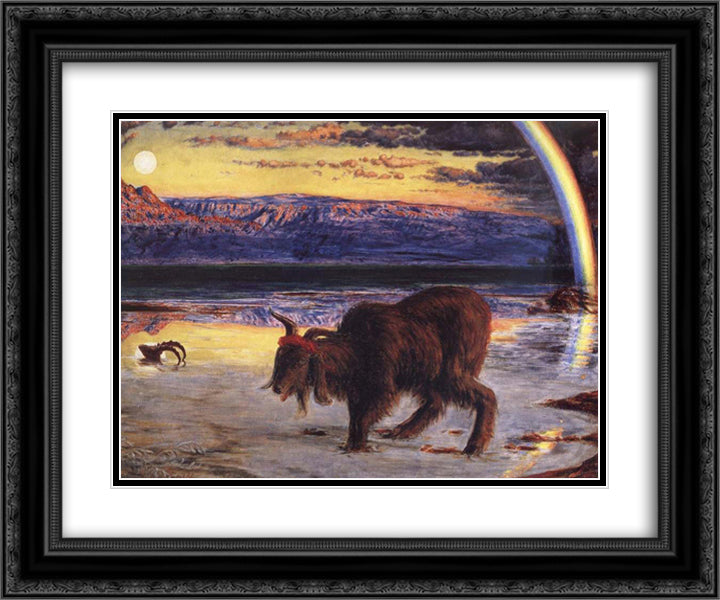 The Scapegoat 24x20 Black Ornate Wood Framed Art Print Poster with Double Matting by Hunt, William Holman