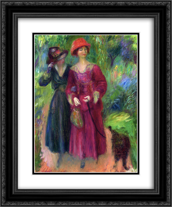 A Stroll in the Park 20x24 Black Ornate Wood Framed Art Print Poster with Double Matting by Glackens, William James