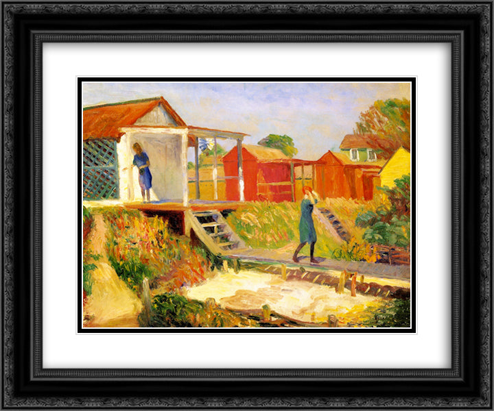 At the Beach 24x20 Black Ornate Wood Framed Art Print Poster with Double Matting by Glackens, William James