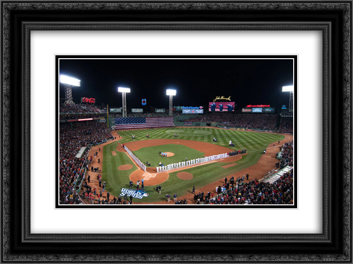 Fenway Park 24x18 Black Ornate Wood Framed Art Print Poster with Double Matting