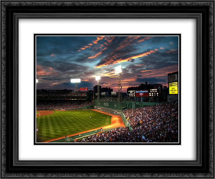 Fenway Park 24x20 Black Ornate Wood Framed Art Print Poster with Double Matting
