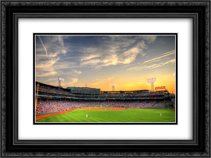 Fenway Park 24x18 Black Ornate Wood Framed Art Print Poster with Double Matting