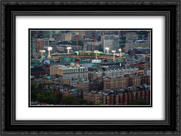 Fenway Park 24x18 Black Ornate Wood Framed Art Print Poster with Double Matting