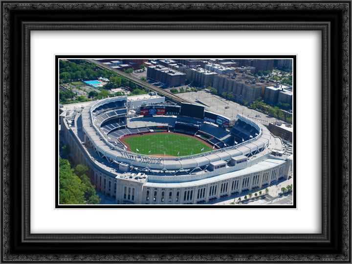 Yankee Stadium 24x18 Black Ornate Wood Framed Art Print Poster with Double Matting