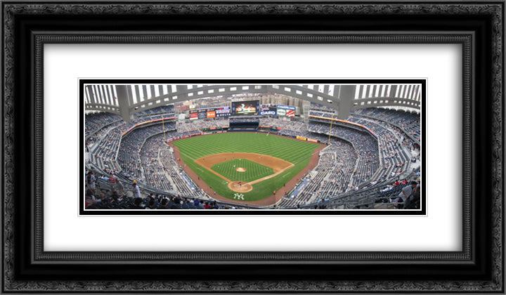 Yankee Stadium 24x14 Black Ornate Wood Framed Art Print Poster with Double Matting