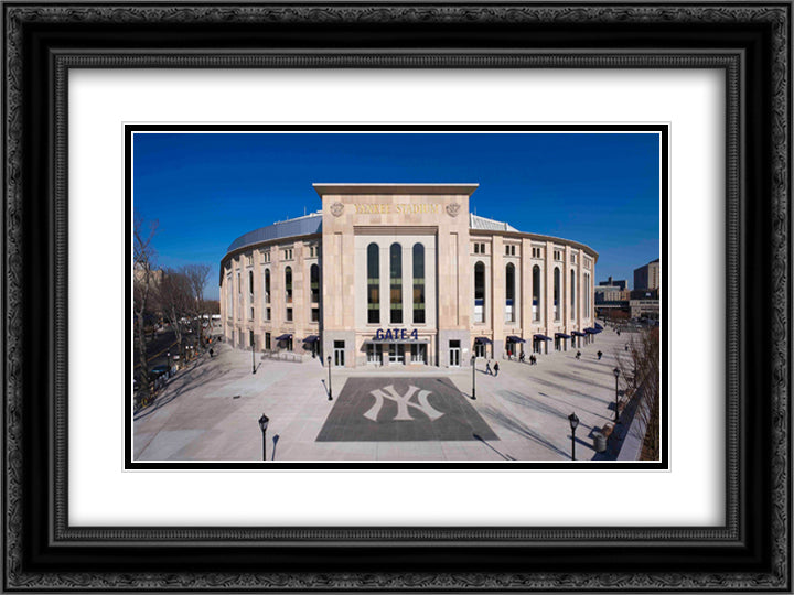 Yankee Stadium 24x18 Black Ornate Wood Framed Art Print Poster with Double Matting