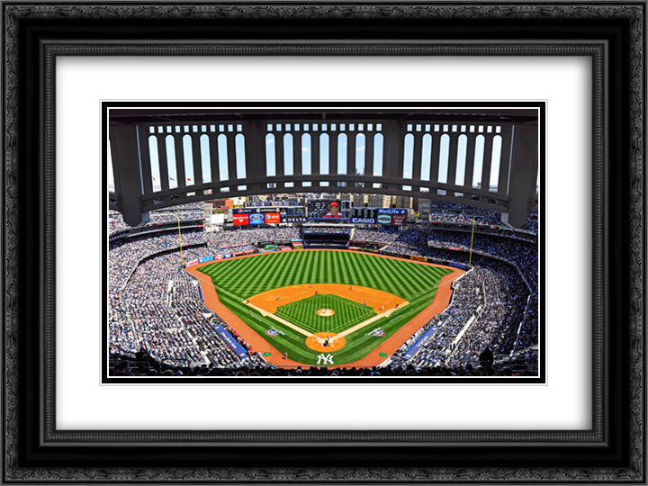 Yankee Stadium 24x18 Black Ornate Wood Framed Art Print Poster with Double Matting
