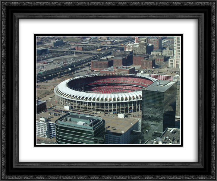 Busch Stadium 24x20 Black Ornate Wood Framed Art Print Poster with Double Matting