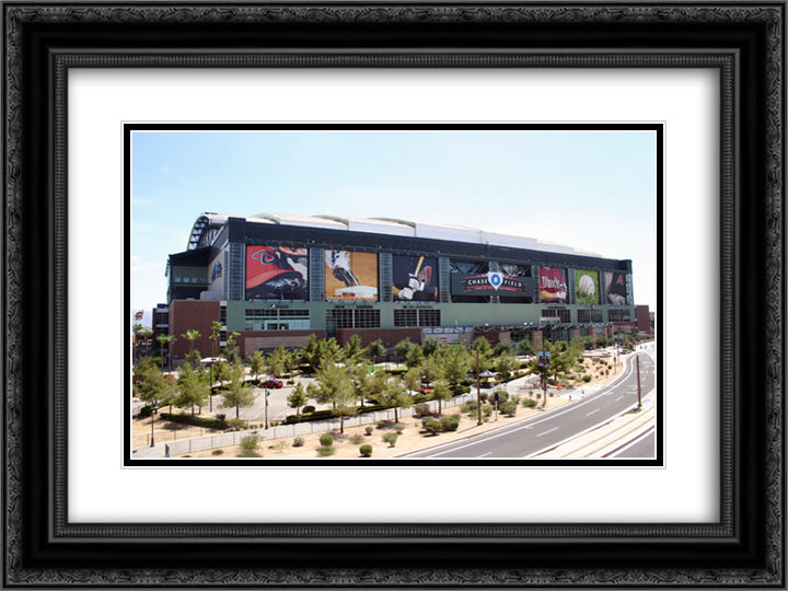 Chase Field 24x18 Black Ornate Wood Framed Art Print Poster with Double Matting