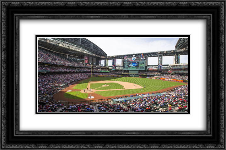 Chase Field 24x16 Black Ornate Wood Framed Art Print Poster with Double Matting