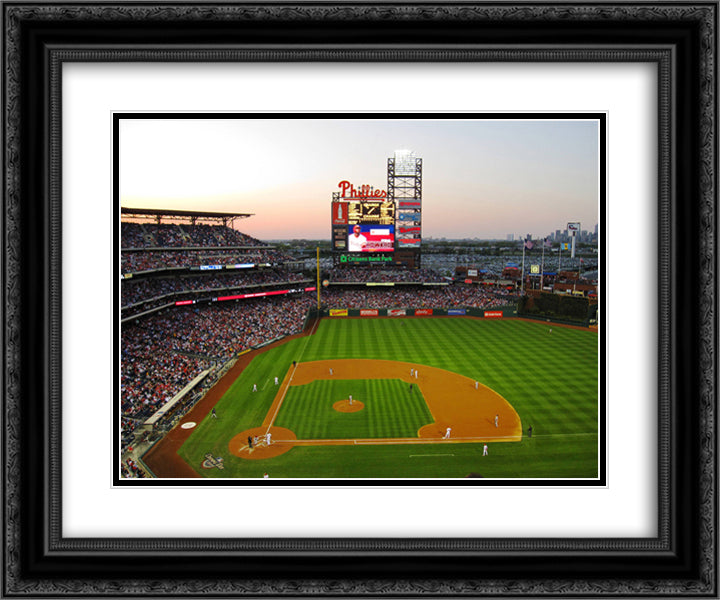 Citizens Bank Park 24x20 Black Ornate Wood Framed Art Print Poster with Double Matting