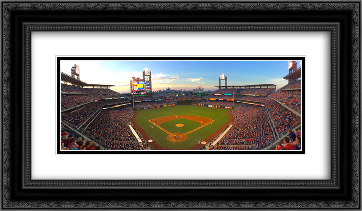 Citizens Bank Park 24x14 Black Ornate Wood Framed Art Print Poster with Double Matting