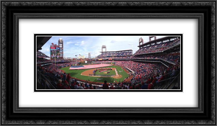 Citizens Bank Park 24x14 Black Ornate Wood Framed Art Print Poster with Double Matting
