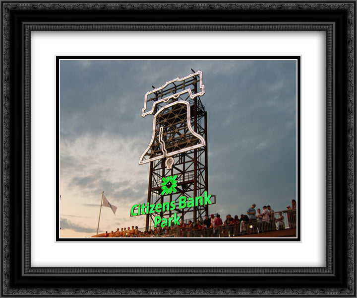 Citizens Bank Park 24x20 Black Ornate Wood Framed Art Print Poster with Double Matting
