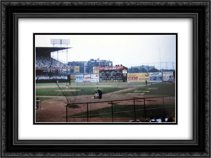 Ebbets Field 24x18 Black Ornate Wood Framed Art Print Poster with Double Matting