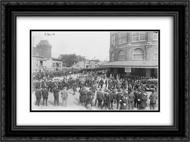 Ebbets Field 24x18 Black Ornate Wood Framed Art Print Poster with Double Matting