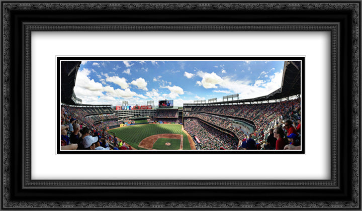 Globe Life Park in Arlington 24x14 Black Ornate Wood Framed Art Print Poster with Double Matting