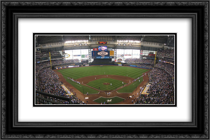 Miller Park 24x16 Black Ornate Wood Framed Art Print Poster with Double Matting
